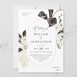 Black & White Floral Wedding 3 Invitation