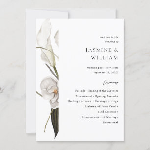 Black & White Floral Wedding Ceremony Program 2