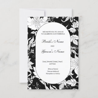 Black & White Floral Wedding Invitation