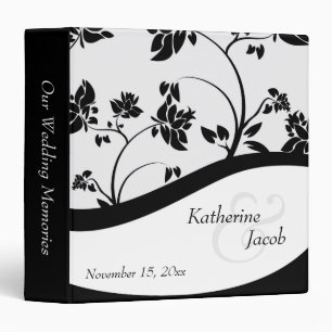 Black & White Floral Wedding Memories Binder