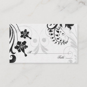 Black White Floral Wedding Place or Escort Cards