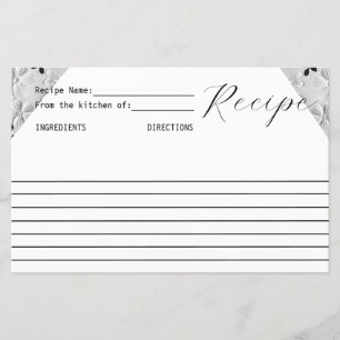 Black & White Florals Recipe Card
