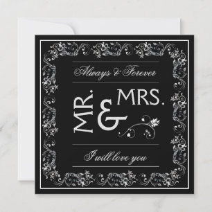 Black & White Flourish Frame - Wedding Invitation