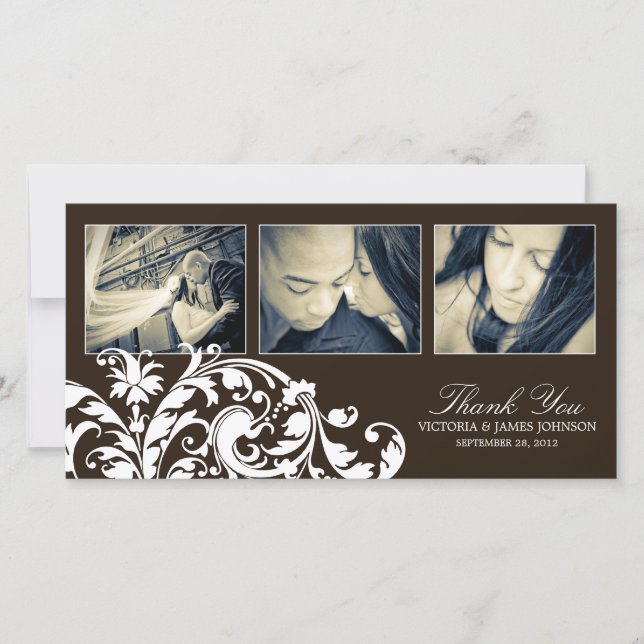 BLACK & WHITE  FLOURISH | WEDDING THANK YOU CARD (Front)