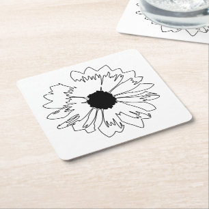 Black & White Flower Coaster