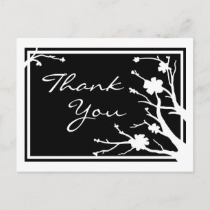 Black white flower customizable thank you postcard