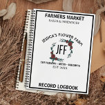 Black & White Flower Farm Market Record keeping Notebook<br><div class="desc">This farmers market booth record keeper features black typography on a white background, includes business logo front and back, vendor event title, sales and inventory and record log book text on the front with business contact information on the back. Perfect for flower farmers and florists for keeping sales and inventory...</div>