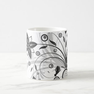 Black-white flower mug