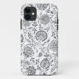 Black & White Flower Pattern iPhone 11 Case