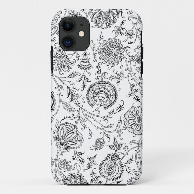 Black & White Flower Pattern Case-Mate iPhone Case (Back)