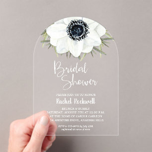 Black White Flowers Bridal Shower Arch Acrylic Invitations