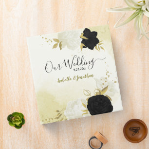 black white flowers gold leaves photo album binder