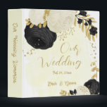 black & white flowers gold wedding photo album binder<br><div class="desc">Romantic black & white flowers with gold leaves botanical wedding photo album binder.
The glitter details are simulated.</div>
