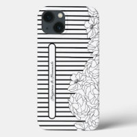 Black & White Flowers with Stripes
