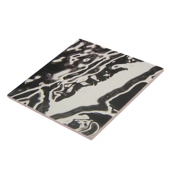 Black & White Fluid Art Vaporwave Tile (Side)
