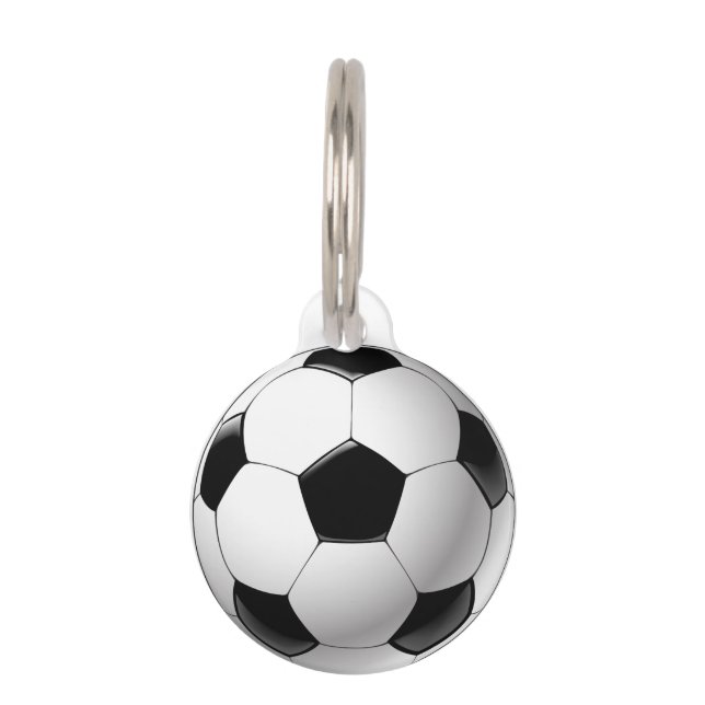Black white Football soccer ball Pet Tag (Front)