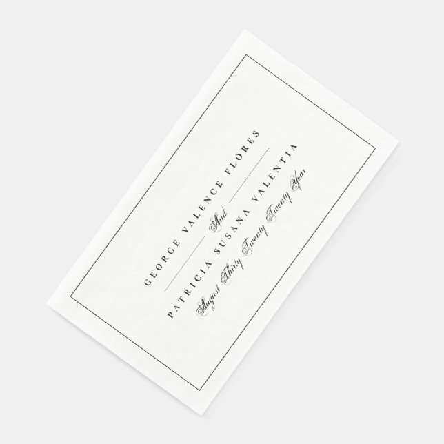 Black & White Formal Calligraphy Elegant Framed Napkin (Corner)