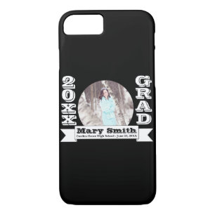 Black & White Formal Graduation Announcement iPhone 8/7 Case