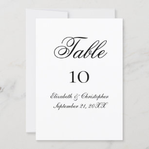 Black White Formal Script Wedding Table Cards