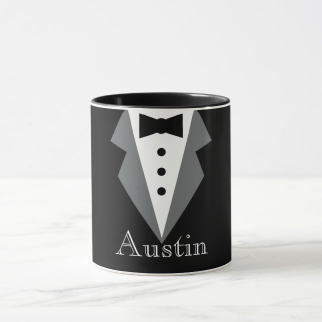 Black White Formal Tuxedo Personalized Mug (Center)