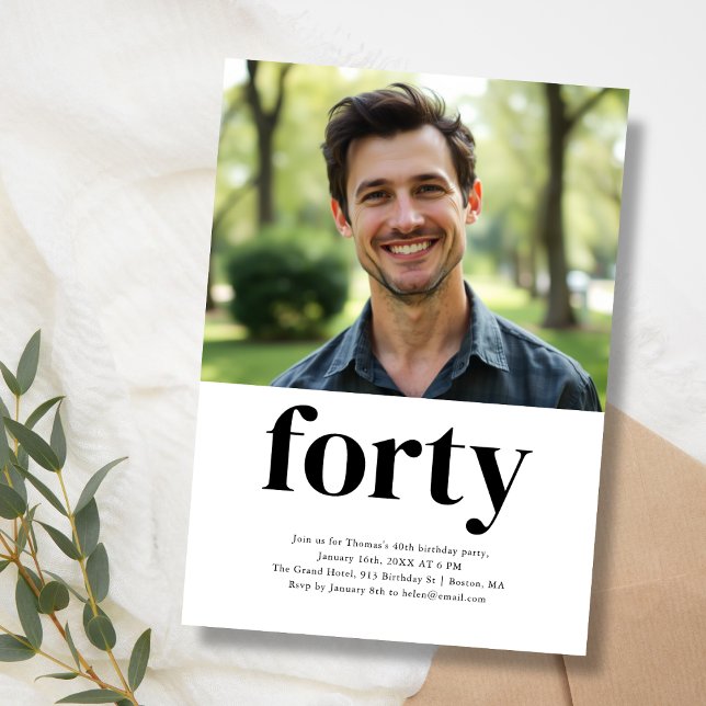 Black & White Forty 40th Birthday Invitation (Creator Uploaded)