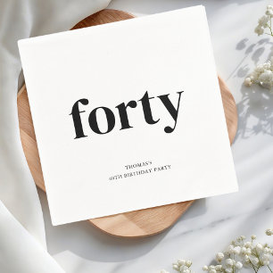 Black & White Forty 40th Birthday  Napkin