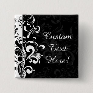 Black White Fountain Swirl Party 2 Inch Square Button