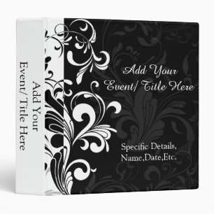 Black White Fountain Swirl Party Binder