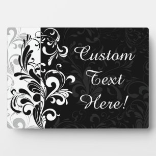 Black White Fountain Swirl Party Plaque