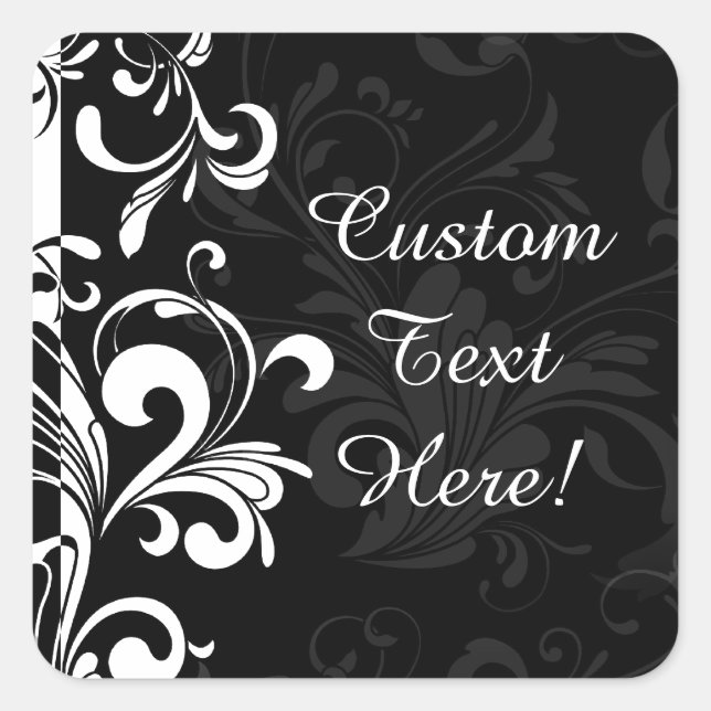 Black White Fountain Swirl Party Square Sticker (Front)