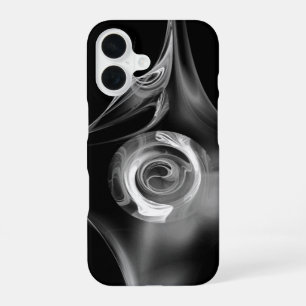 BLACK WHITE  FRACTAL ROSE iPhone 16 CASE