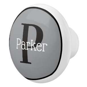 Black & White Frame Monogram Name Drawer Knob