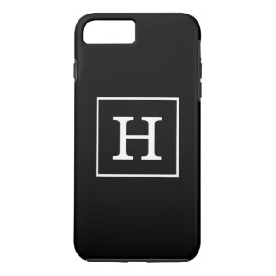 Black White Framed Initial Monogram iPhone 8 Plus/7 Plus Case