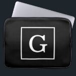 Black White Framed Initial Monogram Laptop Sleeve<br><div class="desc">Black White Framed Initial Monogram A stylish black solid background with a white framed area for your monogram, name or other text. You can also change the text font, change the font size and colour, move the text, etc. If you would like this design in other colours, just drop us...</div>