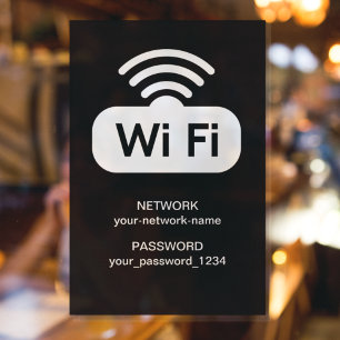 Black & White Free WI-FI Network Internet Password Window Cling