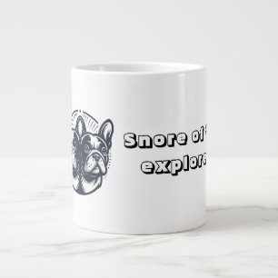 Black & White Frenchie Snore Explorer Large Coffee Mug