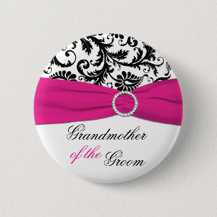 Black, White, Fuchsia Grandmother of the Groom Pin
