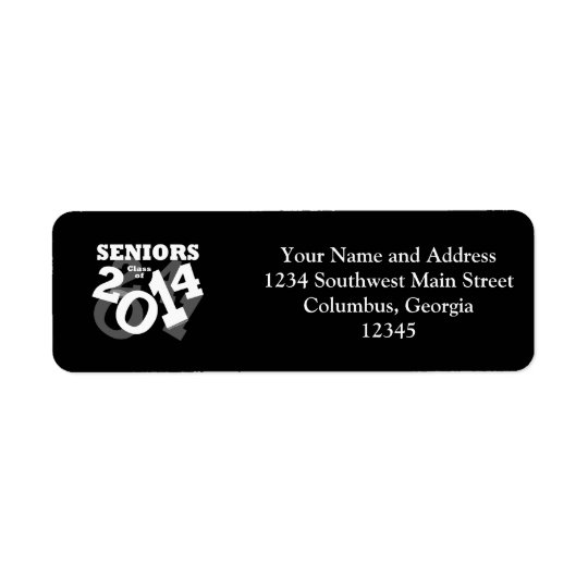 Black/White Fun Senior Class of 2014 Graduation Return Address Label