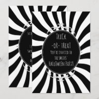 Black White Fun Whimsical Stripes Halloween Party