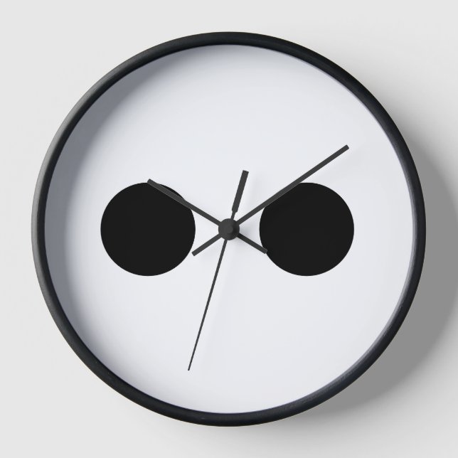 Black White Funny Cute Face Eyes Stylish Gift  Clock (Front)