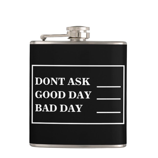 Black & White Funny Drinking Measures Hip Flask (Front)