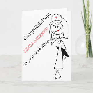 Black White Funny Nurse Graduation Congratulations Card