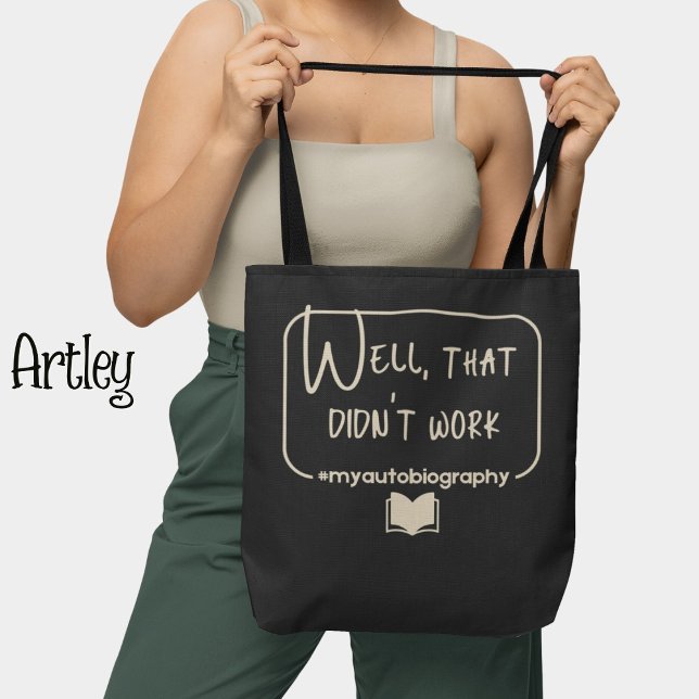 Black White Funny Pessimist Failure Autobiography Tote Bag (Creator Uploaded)