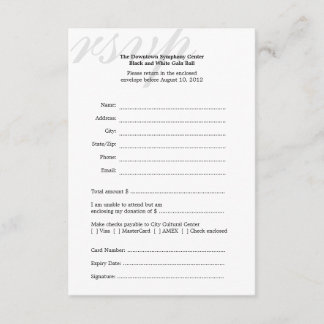 Black & white gala ball corporate RSVP response