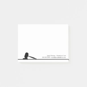 Black & White Gavel Attorney Custom Name Post-it Notes