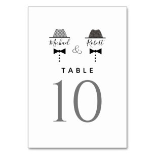 Black White Gay Wedding Table Number