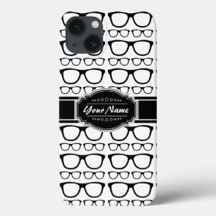 Black & White Geek Nerd Glasses Personalized iPhone 13 Case