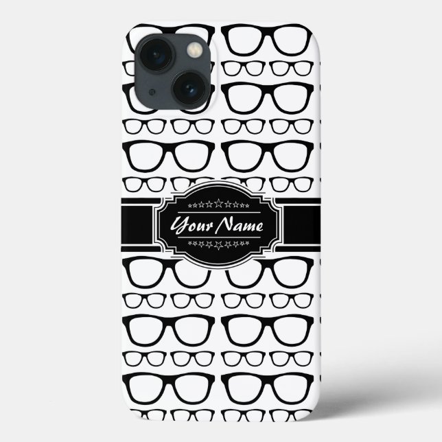 Black & White Geek Nerd Glasses Personalized Case-Mate iPhone Case (Back)