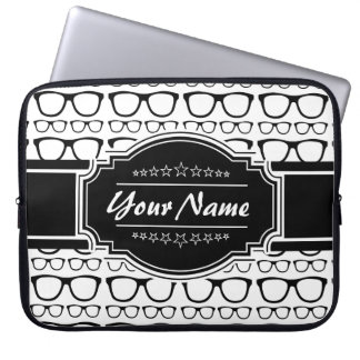 Black & White Geek Nerd Glasses Personalized Laptop Sleeve