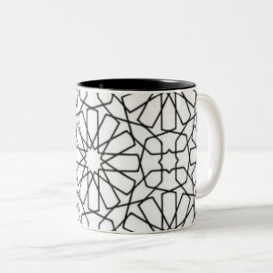 Black White Geometric Abstract Pattern Two-Tone Coffee Mug